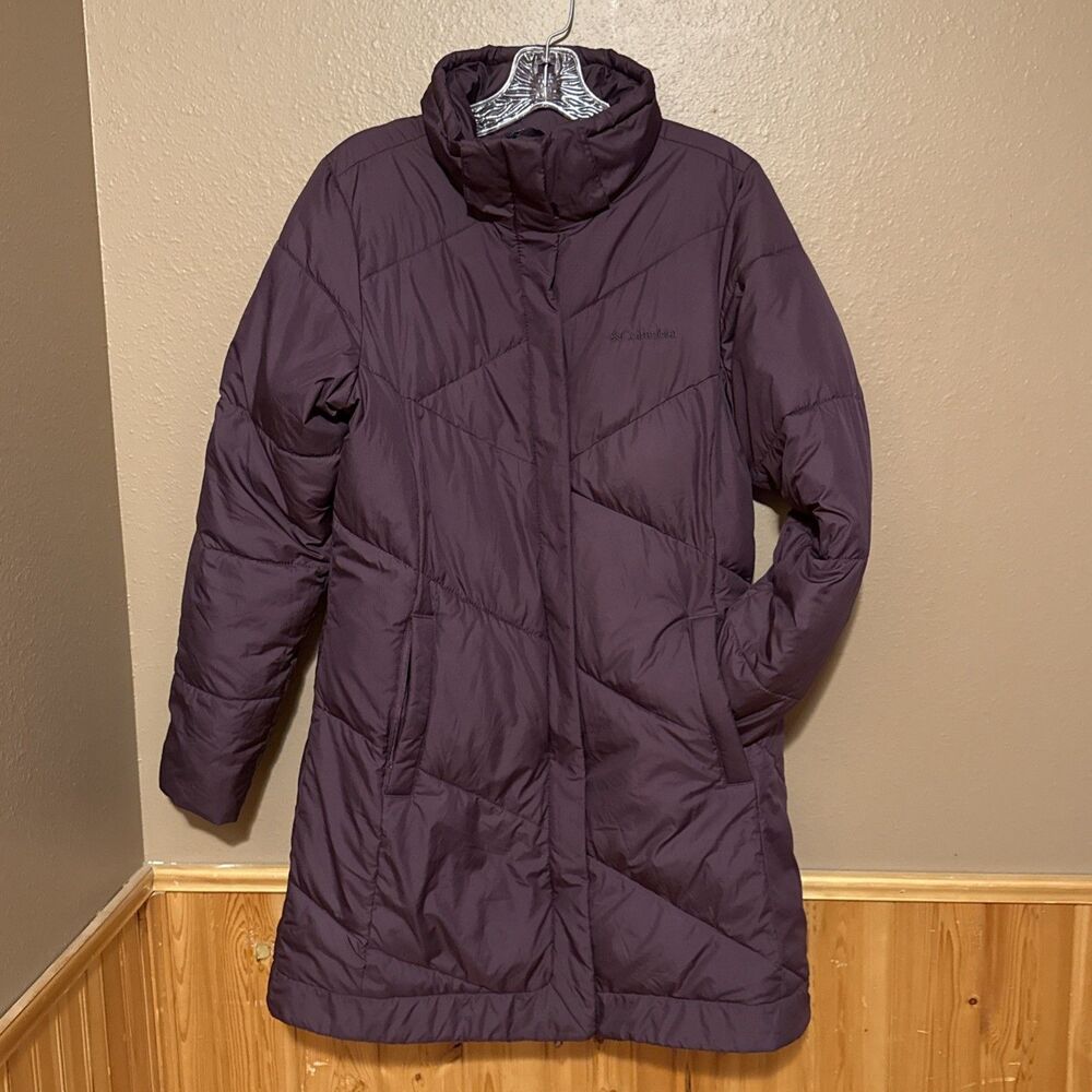Columbia Women's Long Purple Parka Coat Jacket Not Hooded Winter Size Medium EUC